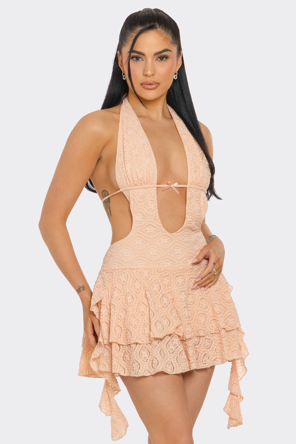 Morgan Lace Ruffle Mini Dress - Blaire Shops