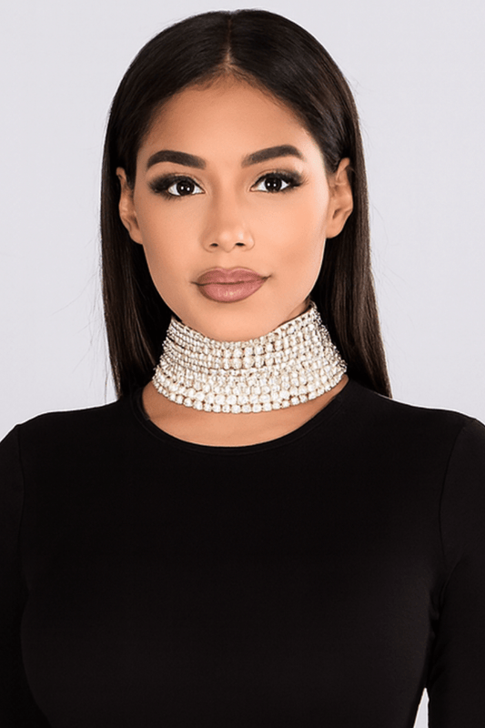 Multi - Layer Rhinestone Statement Choker Necklace – Glam Crystal Collar (11.25") - Blaire Shops