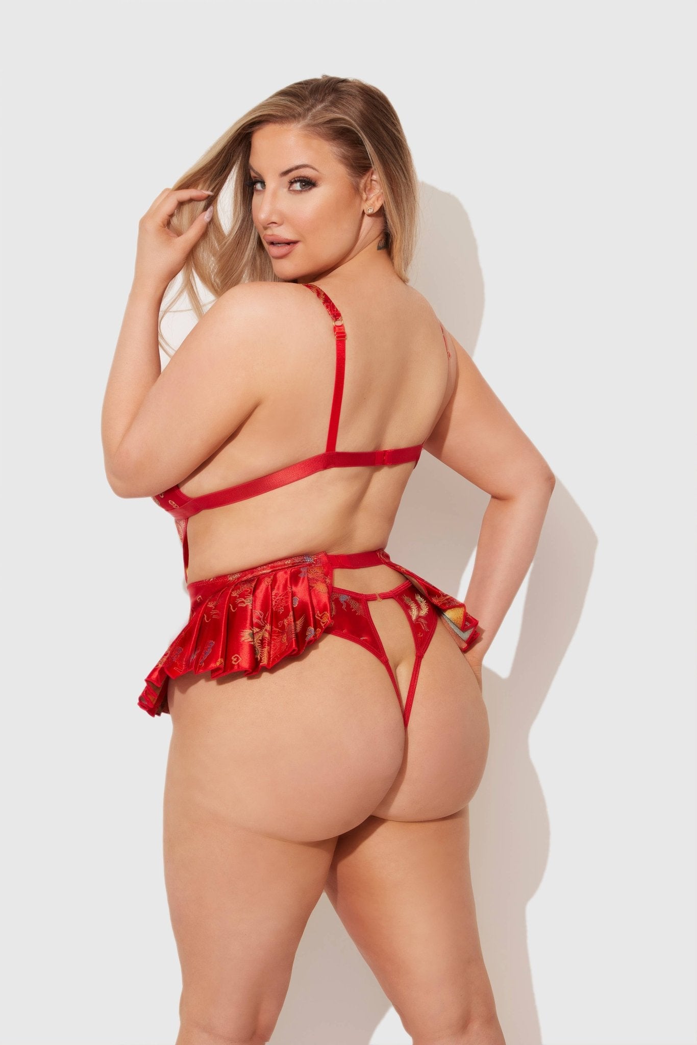 NATASHA DRAGON SATIN SKIRTED LINGERIE TEDDY - Blaire Shops
