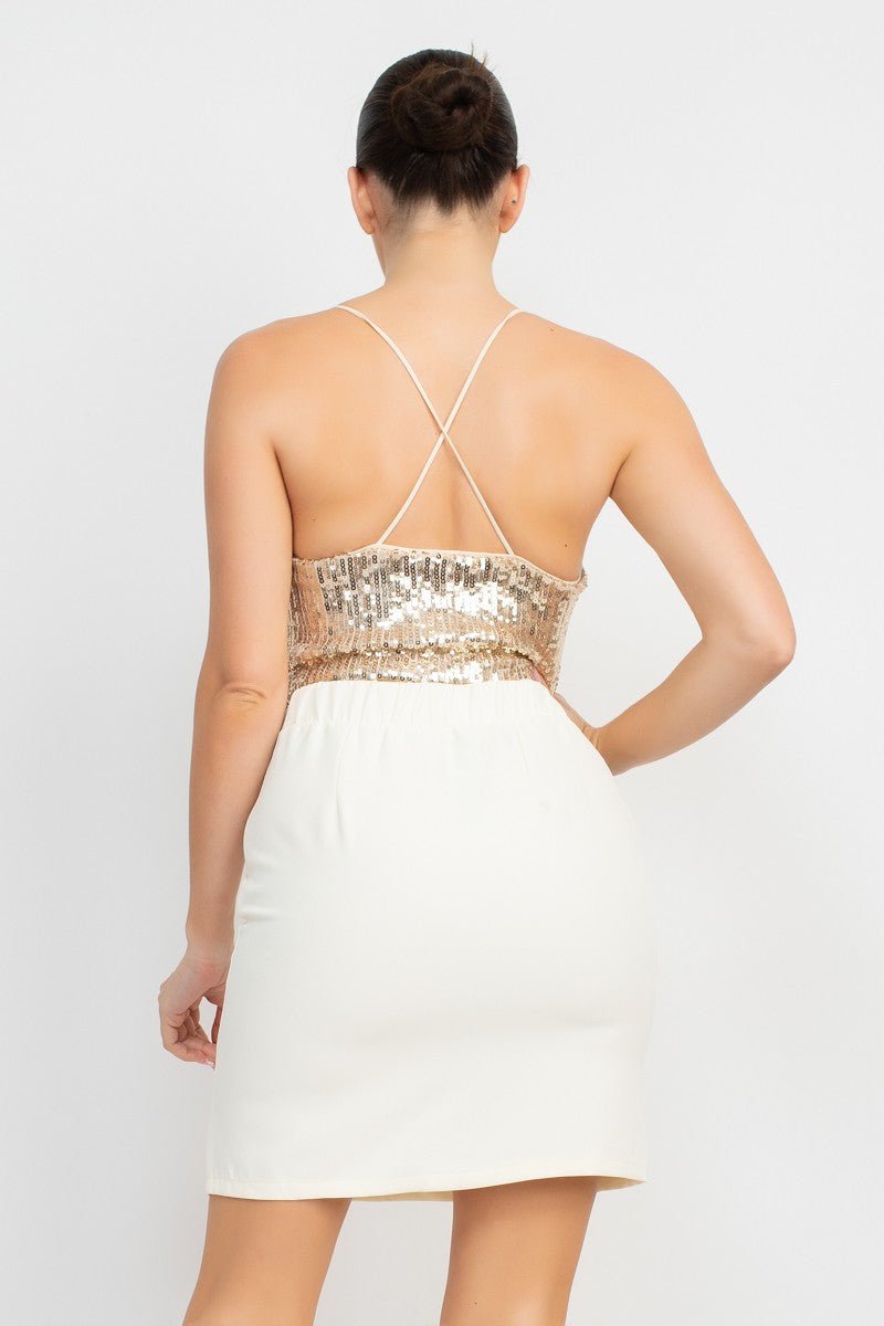 New Year’s Sequin Back Cross Crop Top - Blaire Shops