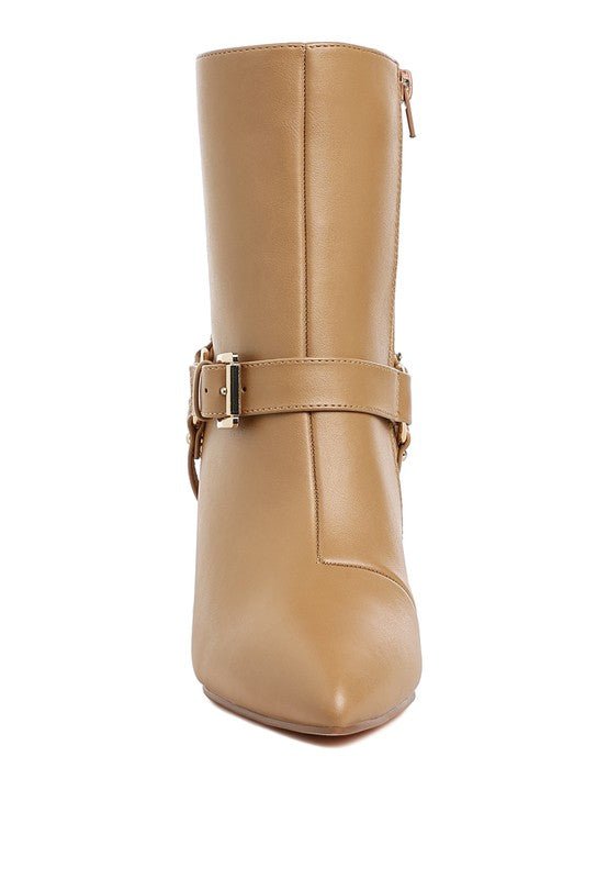 Nicene Harness Detail Stiletto Boots – Edgy High Heel Statement Footwear - Blaire Shops