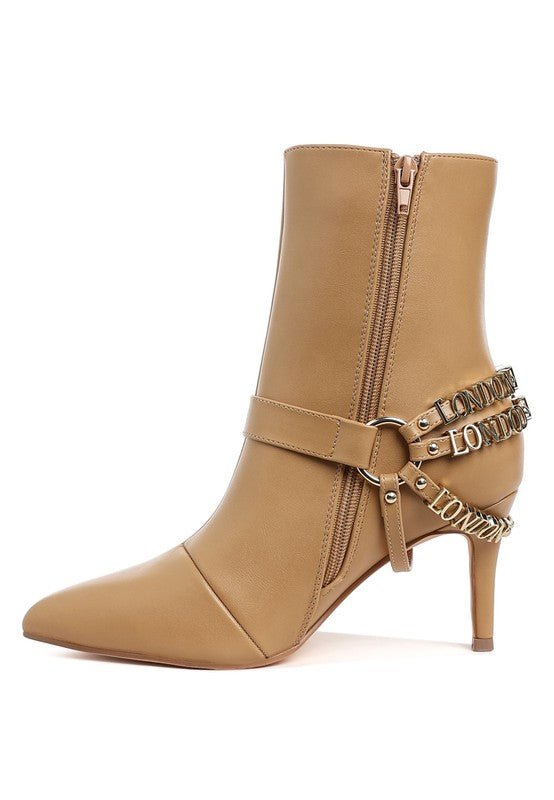 Nicene Harness Detail Stiletto Boots – Edgy High Heel Statement Footwear - Blaire Shops