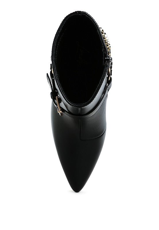 Nicene Harness Detail Stiletto Boots – Edgy High Heel Statement Footwear - Blaire Shops