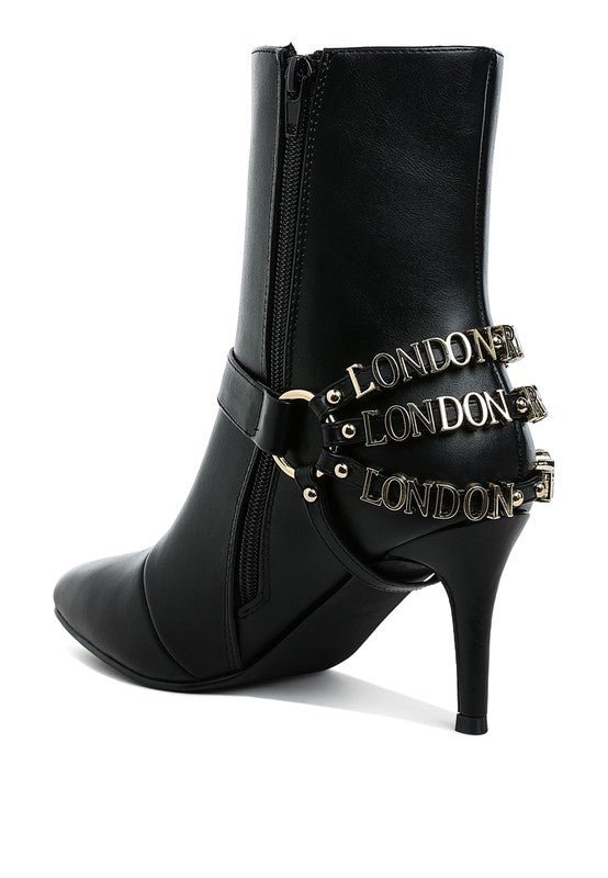 Nicene Harness Detail Stiletto Boots – Edgy High Heel Statement Footwear - Blaire Shops