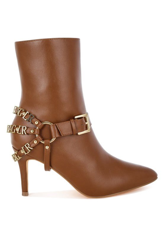 Nicene Harness Detail Stiletto Boots – Edgy High Heel Statement Footwear - Blaire Shops