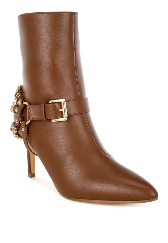 Nicene Harness Detail Stiletto Boots – Edgy High Heel Statement Footwear - Blaire Shops