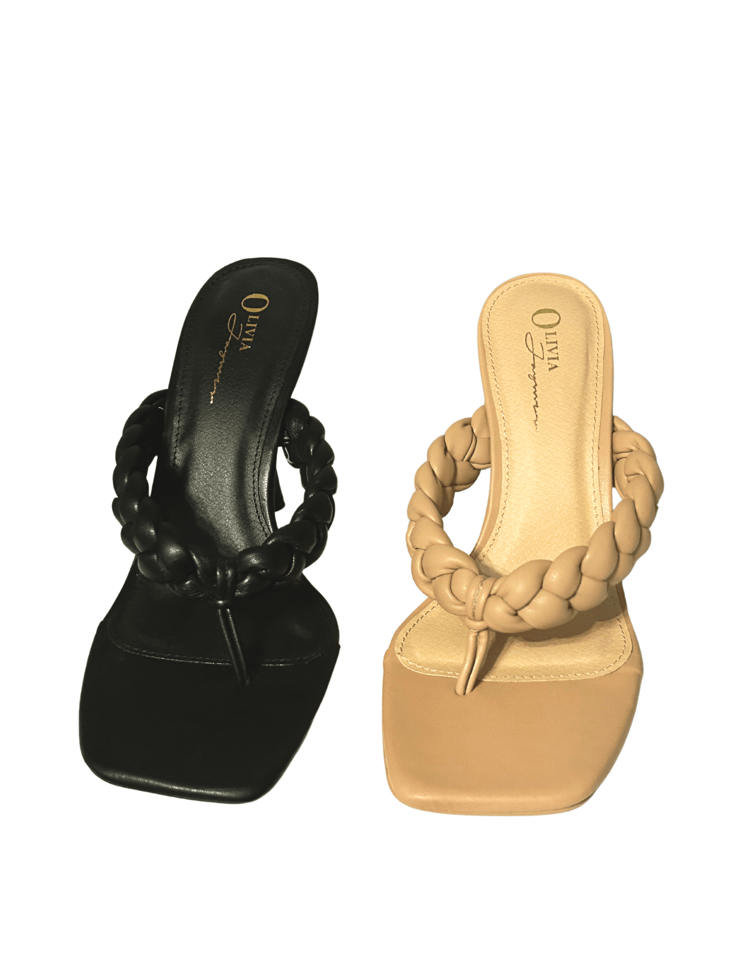 Nixie 4 - Inch Chic Nude Slip on Sandals With Braided Design For Comfort And Style - Blaire Shops