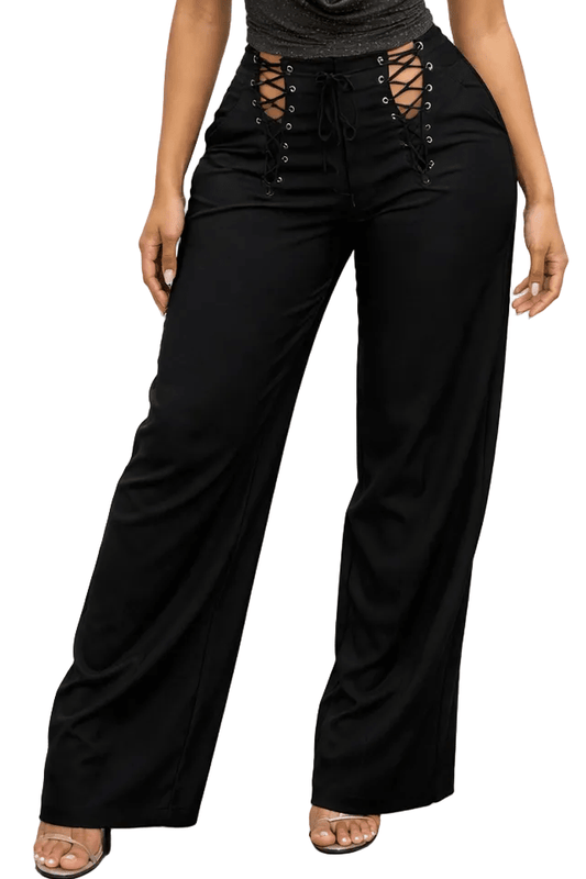 Noir Dominion Lace - Up Wide - Leg Pant - Blaire Shops