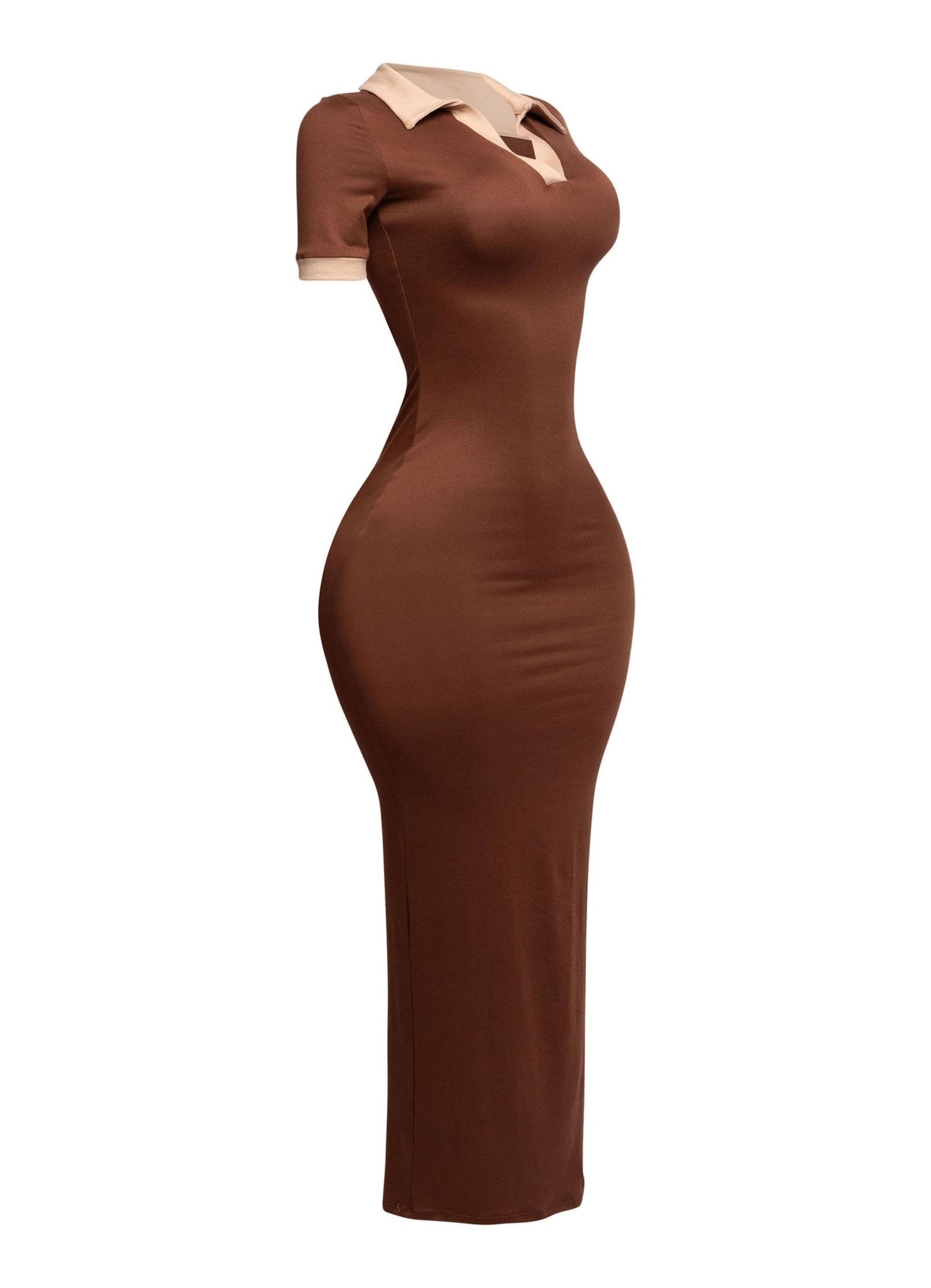 Not So Casual Collar neck Short Sleeve Maxi Dress - Blaire Shops