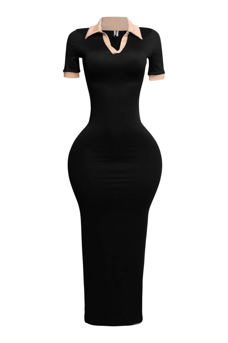 Not So Casual Collar neck Short Sleeve Maxi Dress - Blaire Shops