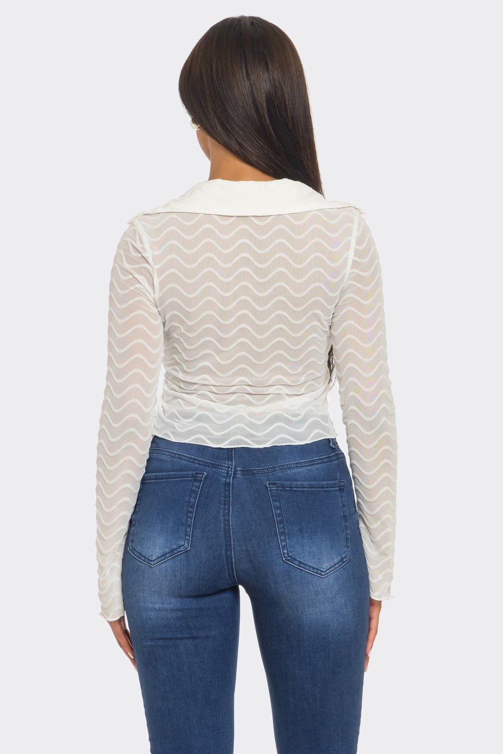 Nyla Wave Mesh Cardigan Top - Blaire Shops