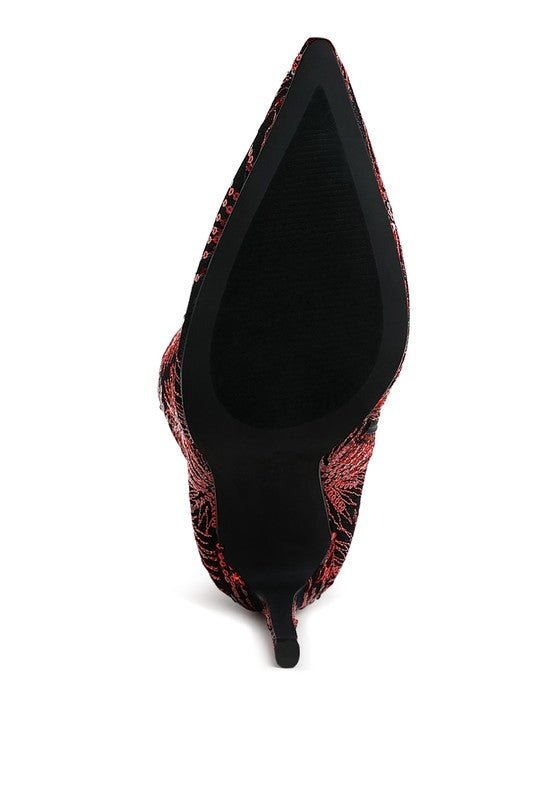 Oleander Sequin Embellished Stiletto Boots – Sparkly High Heel Statement Footwear - Blaire Shops