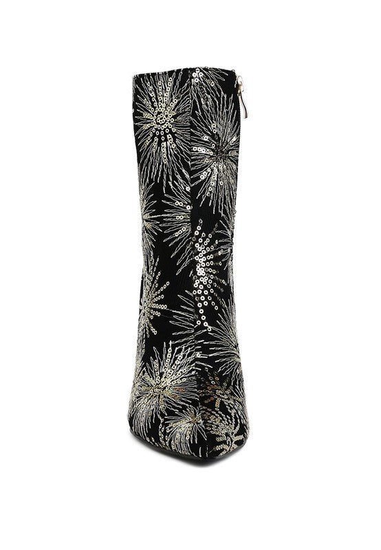 Oleander Sequin Embellished Stiletto Boots – Sparkly High Heel Statement Footwear - Blaire Shops