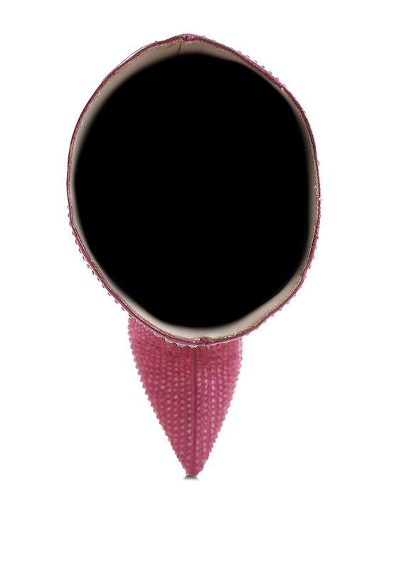 Orymple Shiny Rhinestone Studded Calf Boots - Blaire Shops