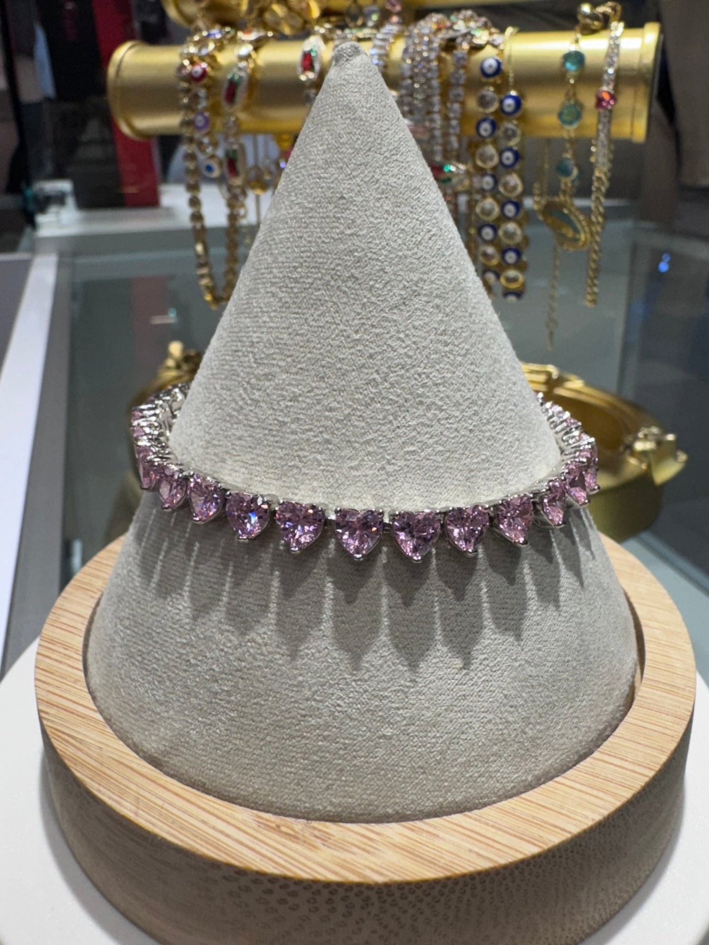 Paris Silver Pink Crystal 18K Gold Plated Bracelet - Blaire Shops