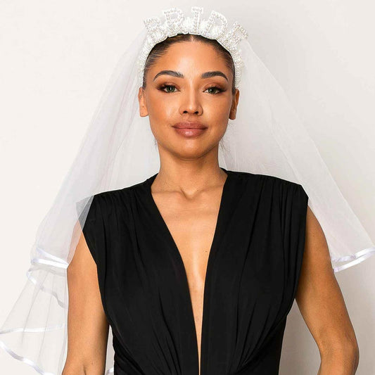 Pearl BRIDE Message Headband – Bridal & Bachelorette Veil - Blaire Shops