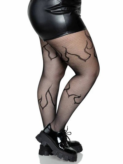 Plus Size Flame Net Tights - 1XL - 2X Fishnets for women Vacation Outfits Birthday Dresses Going Out Looks