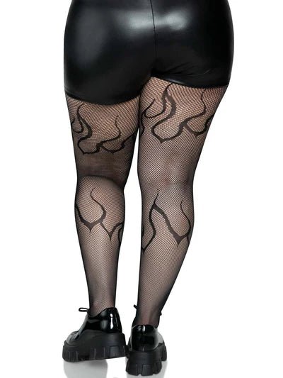 Plus Size Flame Net Tights - 1XL - 2X Fishnets for women Vacation Outfits Birthday Dresses Going Out Looks
