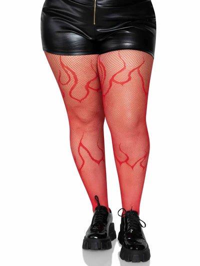 Plus Size Flame Net Tights - 1XL - 2X Fishnets for women Vacation Outfits Birthday Dresses Going Out Looks