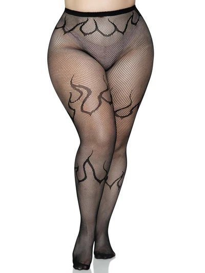 Plus Size Flame Net Tights - 1XL - 2X Fishnets for women Vacation Outfits Birthday Dresses Going Out Looks