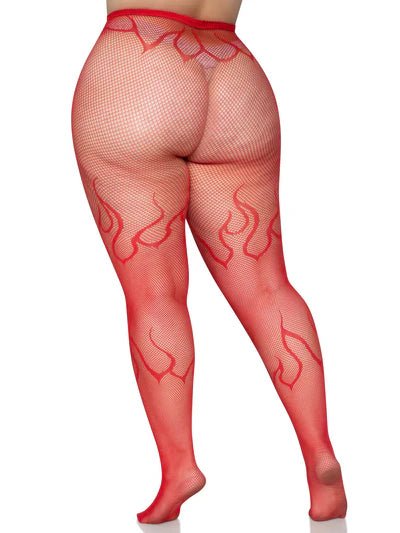 Plus Size Flame Net Tights - 1XL - 2X Fishnets for women Vacation Outfits Birthday Dresses Going Out Looks