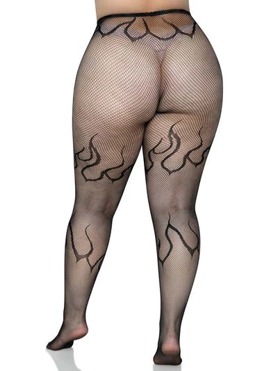 Plus Size Flame Net Tights - 1XL - 2X Fishnets for women Vacation Outfits Birthday Dresses Going Out Looks