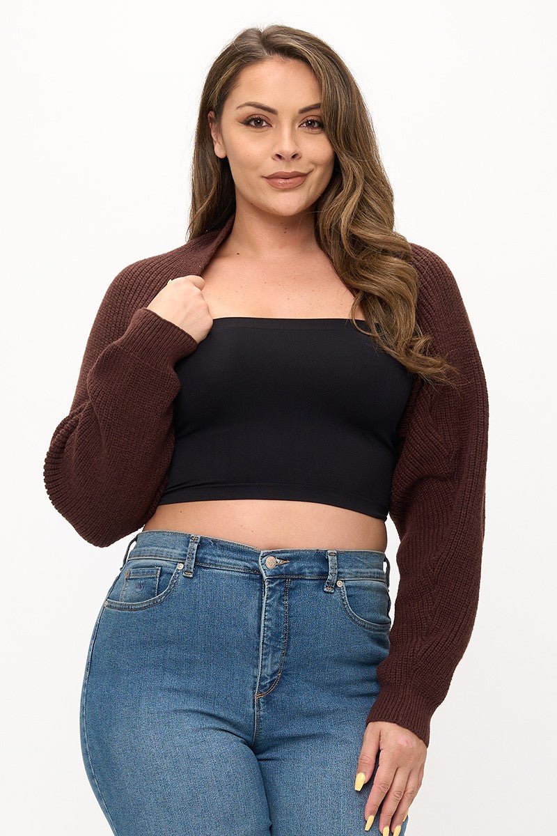 Plus Size Knit Shrug Cropped Cardigan | Everyday Layering Essential - Blaire Shops