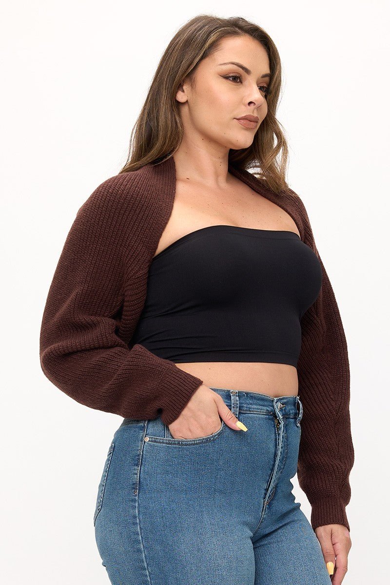 Plus Size Knit Shrug Cropped Cardigan | Everyday Layering Essential - Blaire Shops