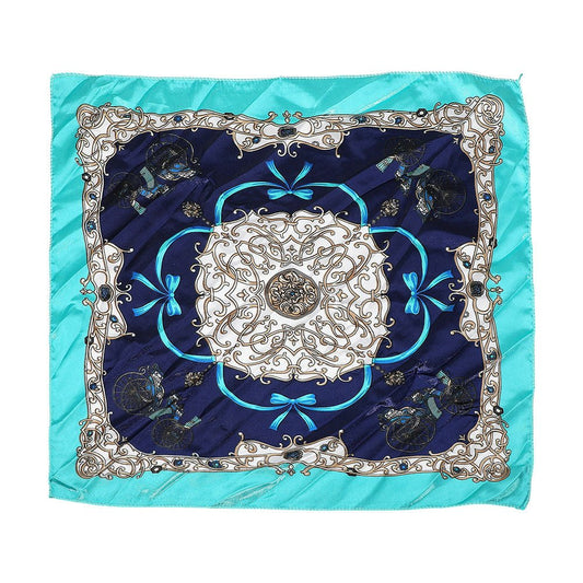 Posh Vintage Carriage Bow Printed Square Silk - Feel Scarf - Blaire Shops