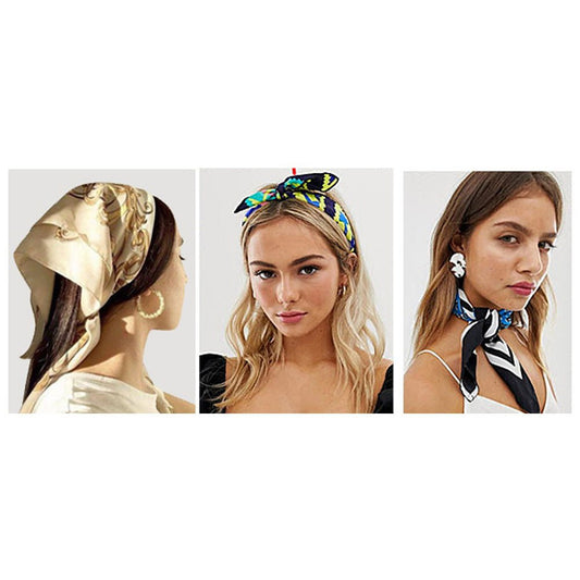 Posh Vintage Carriage Bow Printed Square Silk - Feel Scarf - Blaire Shops