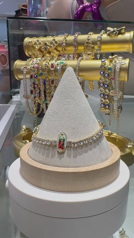 Virgin Mary Tennis Bracelet 18K Gold Plated