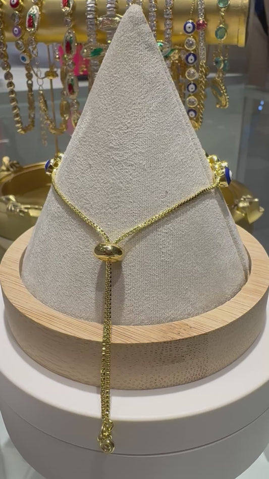 Turkish Blue Eye Crystal 18K Gold Plated Bracelet