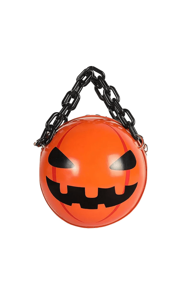 Pumpkin Face Round Tote Crossbody Bag – Halloween Handbag - Orange bag for women Vacation Outfits Birthday Dresses Going Out Looks