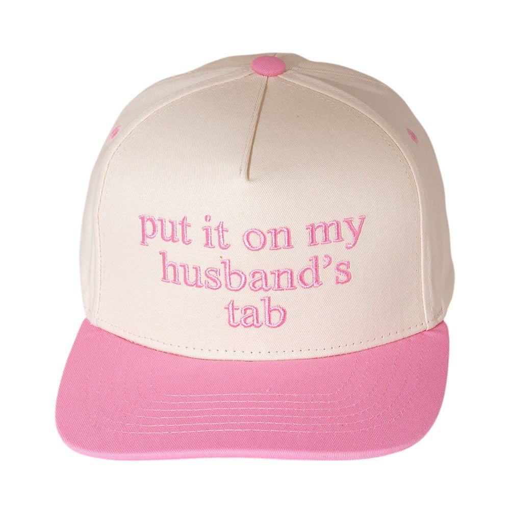"Put It On My Husband’s Tab" Embroidered Canvas Snapback Cap - Blaire Shops