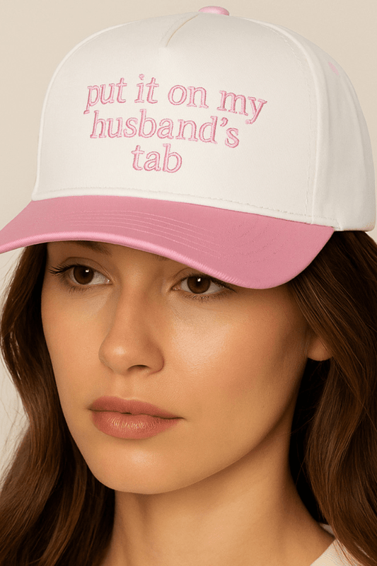 "Put It On My Husband’s Tab" Embroidered Canvas Snapback Cap - Blaire Shops