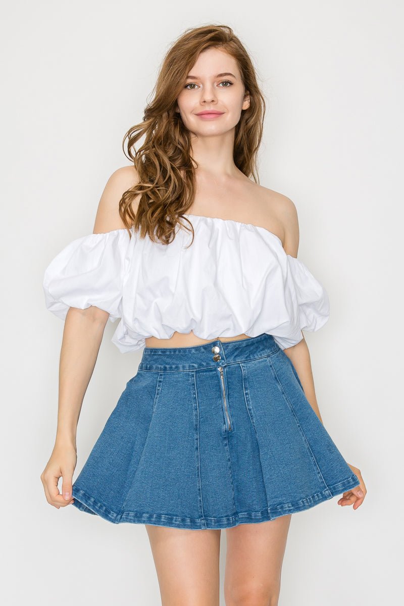 Rebecca Denim A - Line Zip - Up Stretch Skirt With Short Lining - Blaire Shops