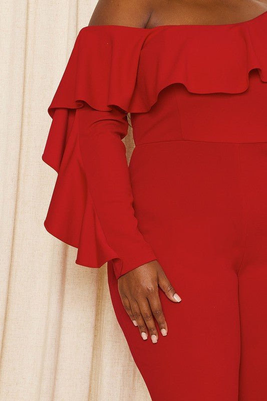 Reign Ruffle One Shoulder Plus Size Jumpsuit - Blaire Shops