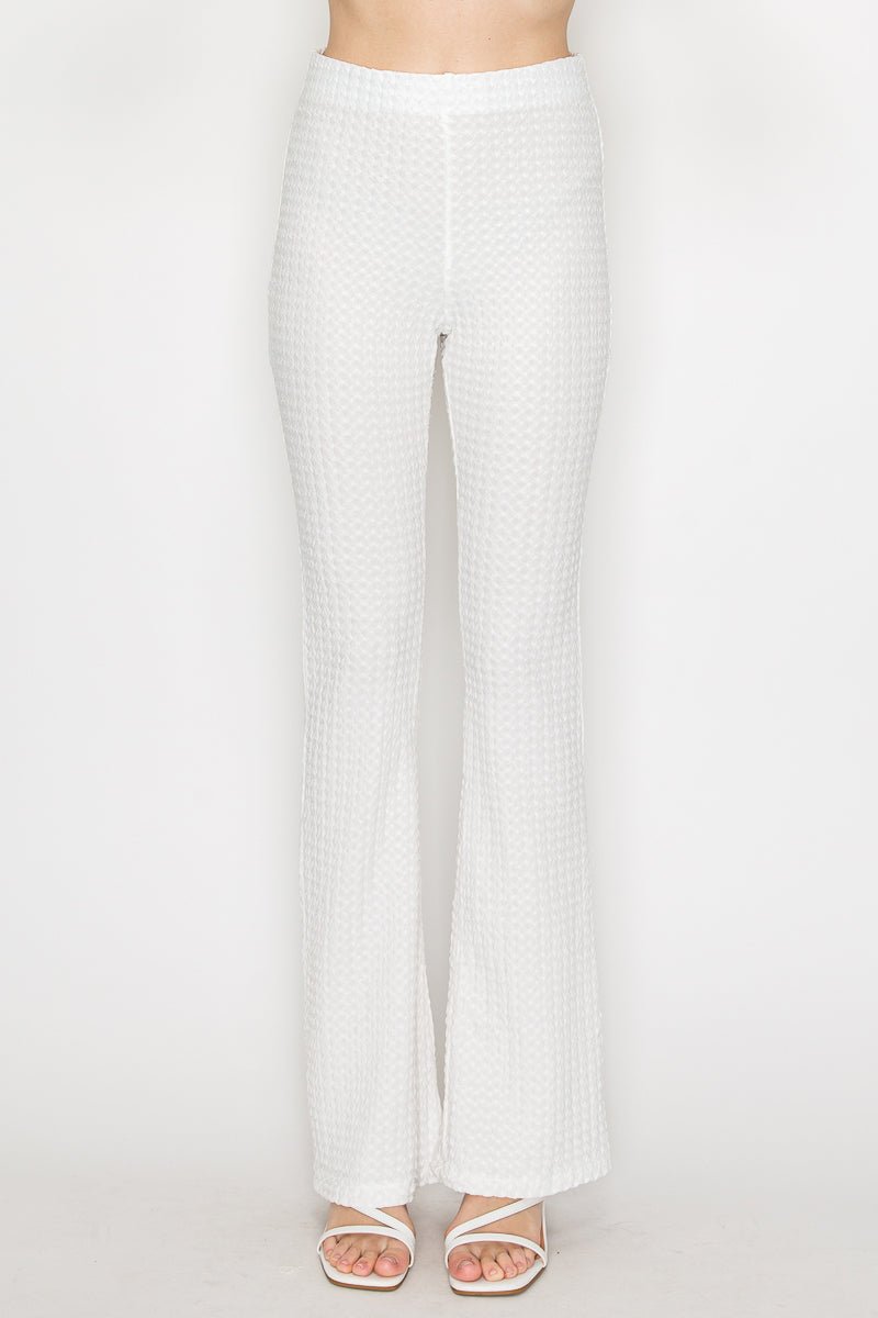 Retro Style Pants Set With Textured Knit, Midrise Flare Design, Perfect For Cozy Outfits - Blaire Shops