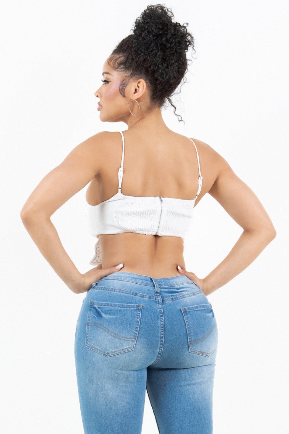 Rhinestone Butterfly Crop Top – Sparkle with Every Move - Blaire Shops
