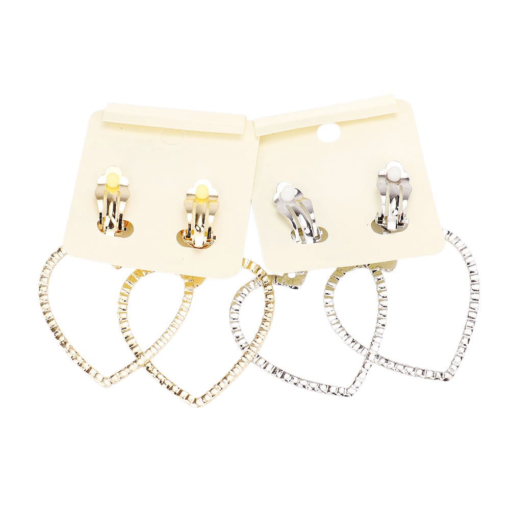 Rhinestone Heart Dangle Clip - On Earrings - Blaire Shops