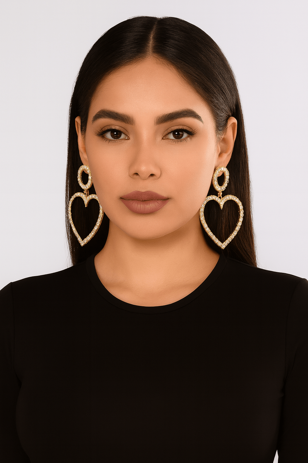 Rhinestone Heart Dangle Clip - On Earrings - Blaire Shops