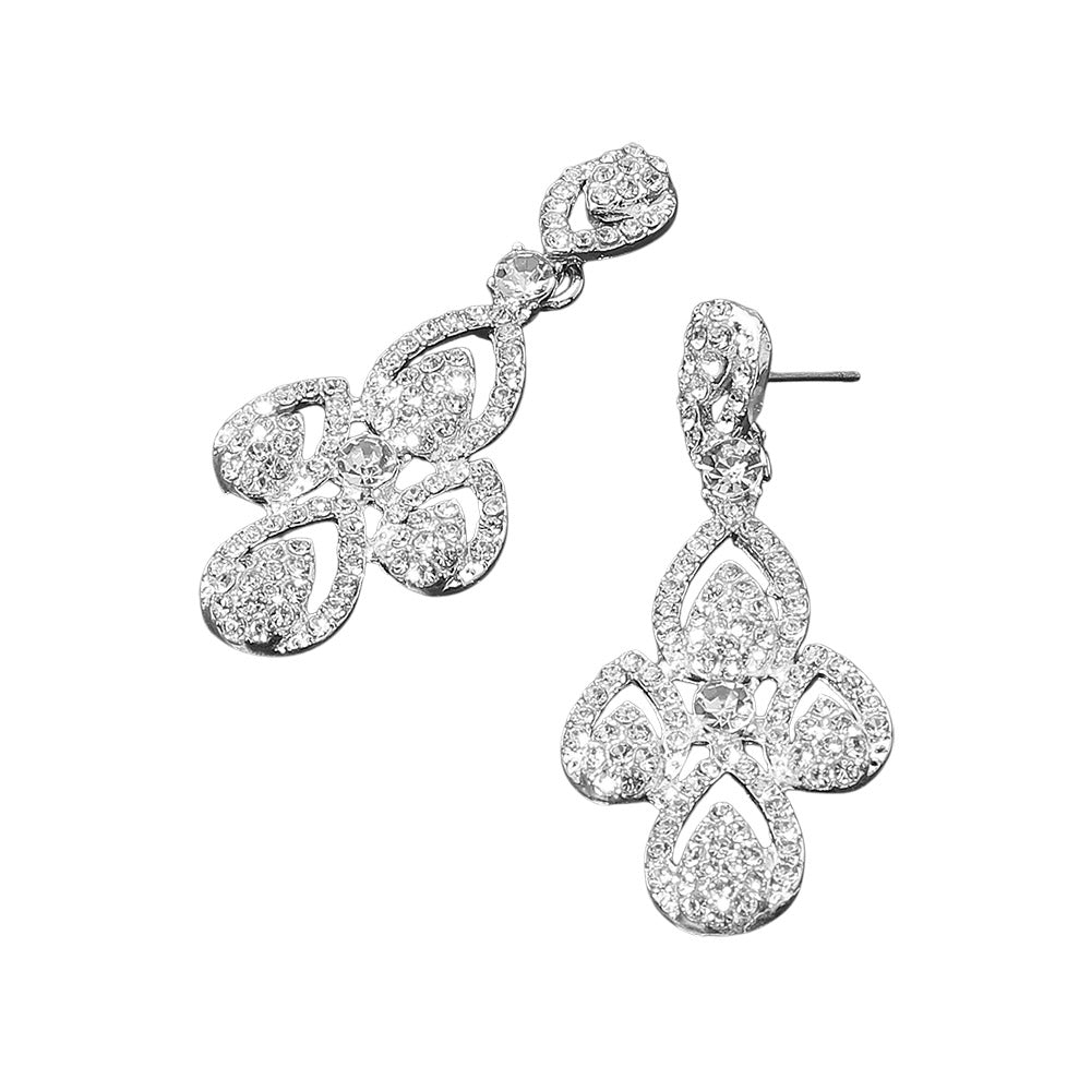 Rhinestone Paved Abstract Dangle Evening Earrings - Blaire Shops