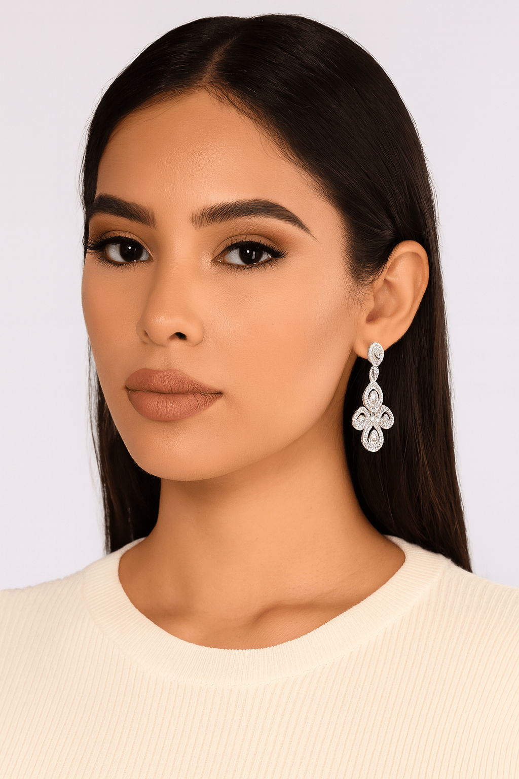Rhinestone Paved Abstract Dangle Evening Earrings - Blaire Shops