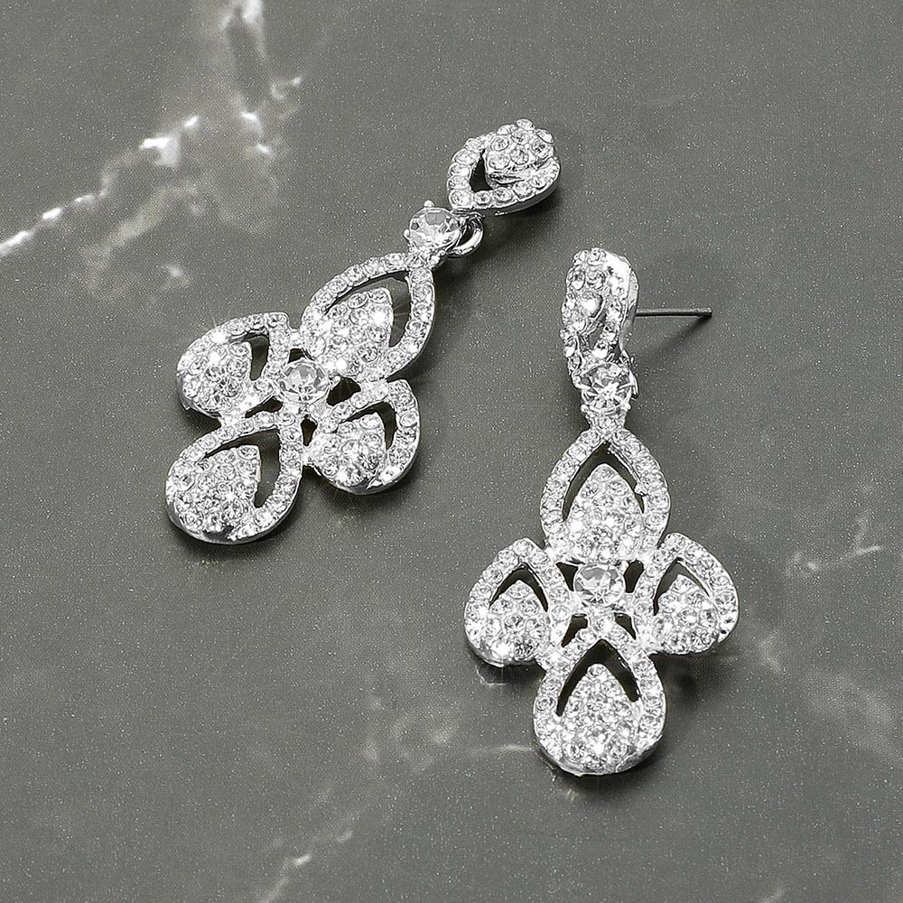 Rhinestone Paved Abstract Dangle Evening Earrings - Blaire Shops