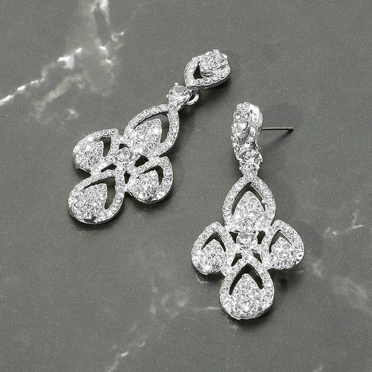 Rhinestone Paved Abstract Dangle Evening Earrings - Blaire Shops