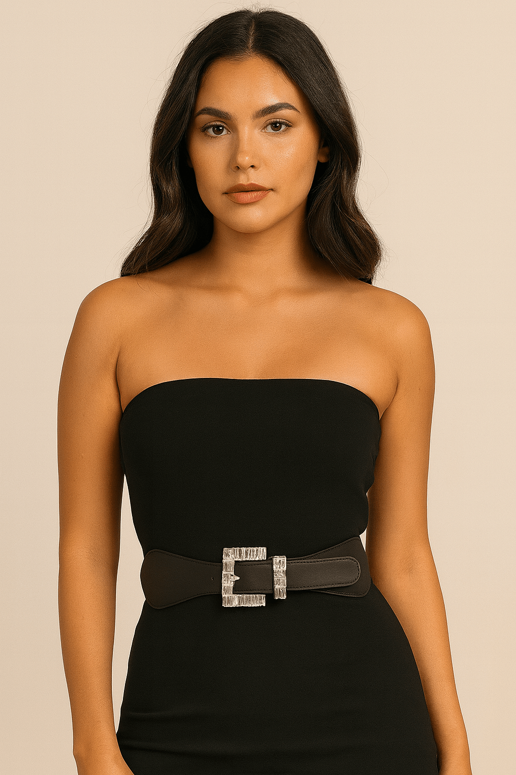 Ribbon Rhinestone Buckle Belt – Elastic Glam Waist Belt for Women - Blaire Shops