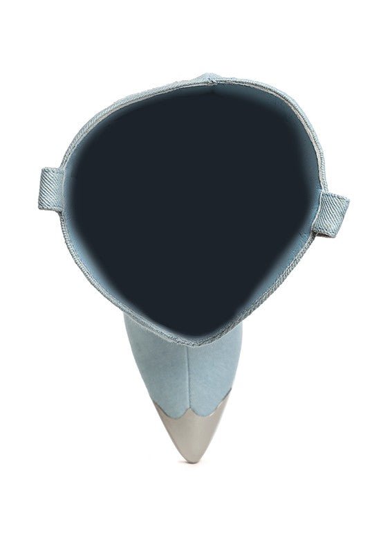 Ridda Metallic Cap Toe Denim Boots - Blaire Shops