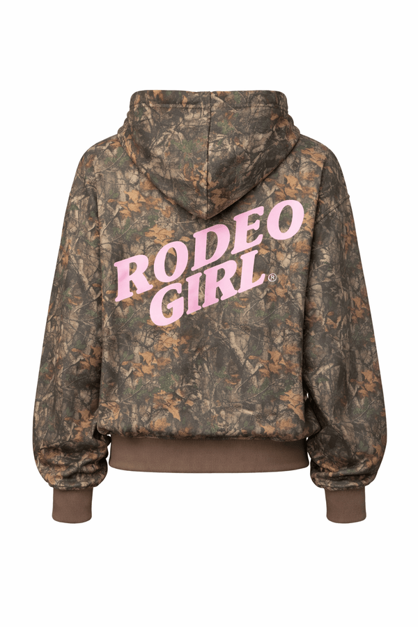 Rodeo Girl Dark Camo Cloud Fleece Hoodie - Camouflage top for women Vacation Outfits Birthday Dresses Going Out Looks