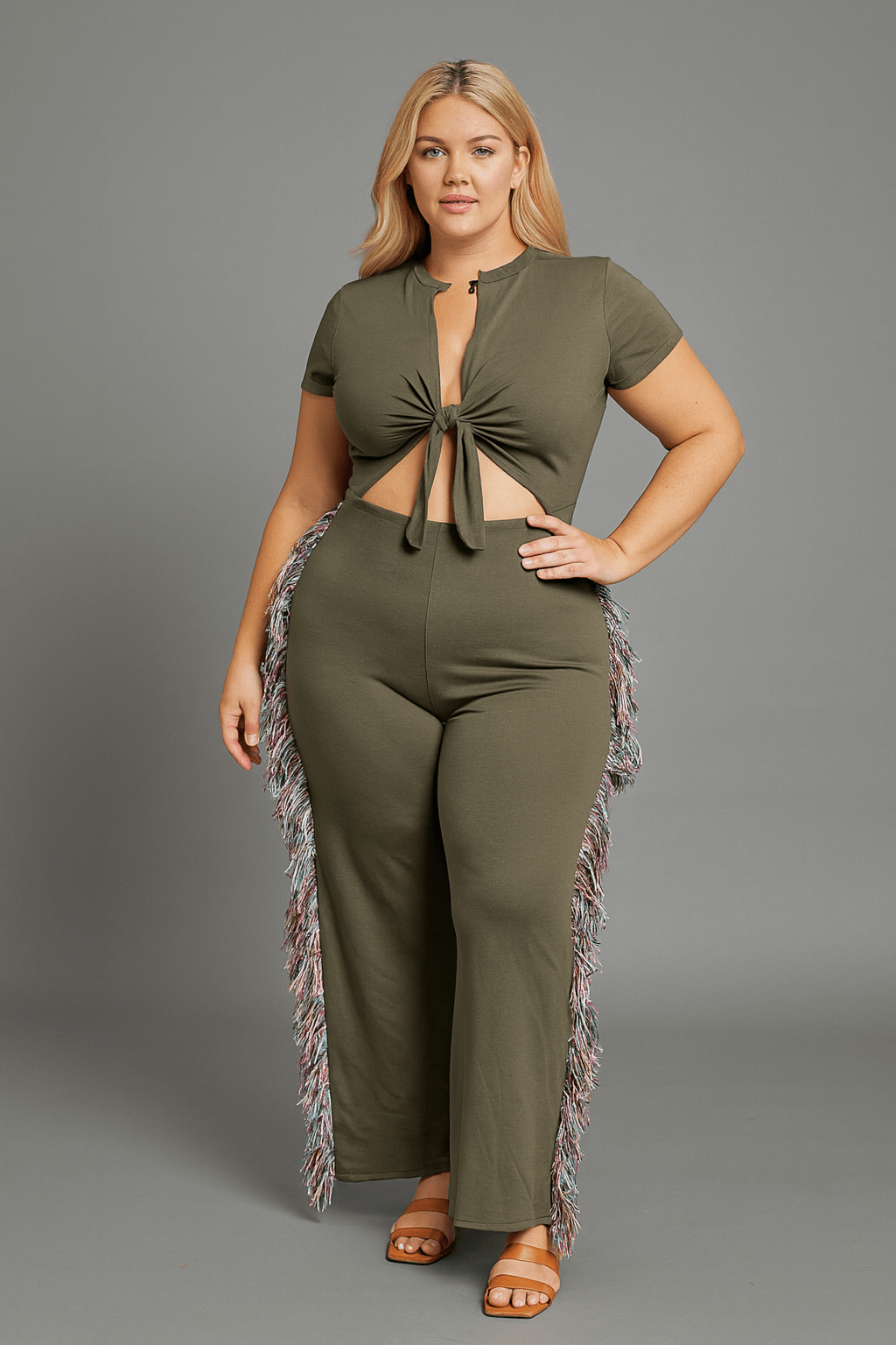 Rodeo Queen Plus Size Fringe Jumpsuit – Wide Leg with Tassel Detail - Blaire Shops