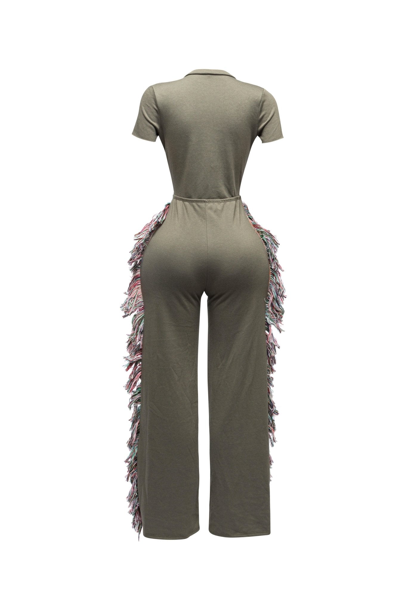 Rodeo Queen Plus Size Fringe Jumpsuit – Wide Leg with Tassel Detail - Blaire Shops